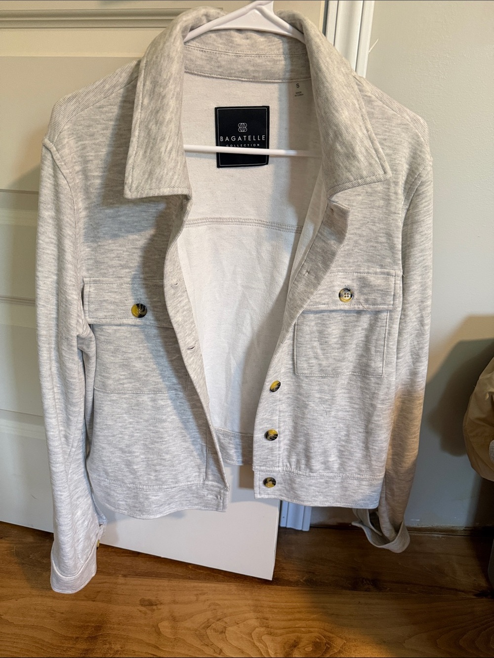 bagatelle Light Heather Gray Button-Front Jean Jacket